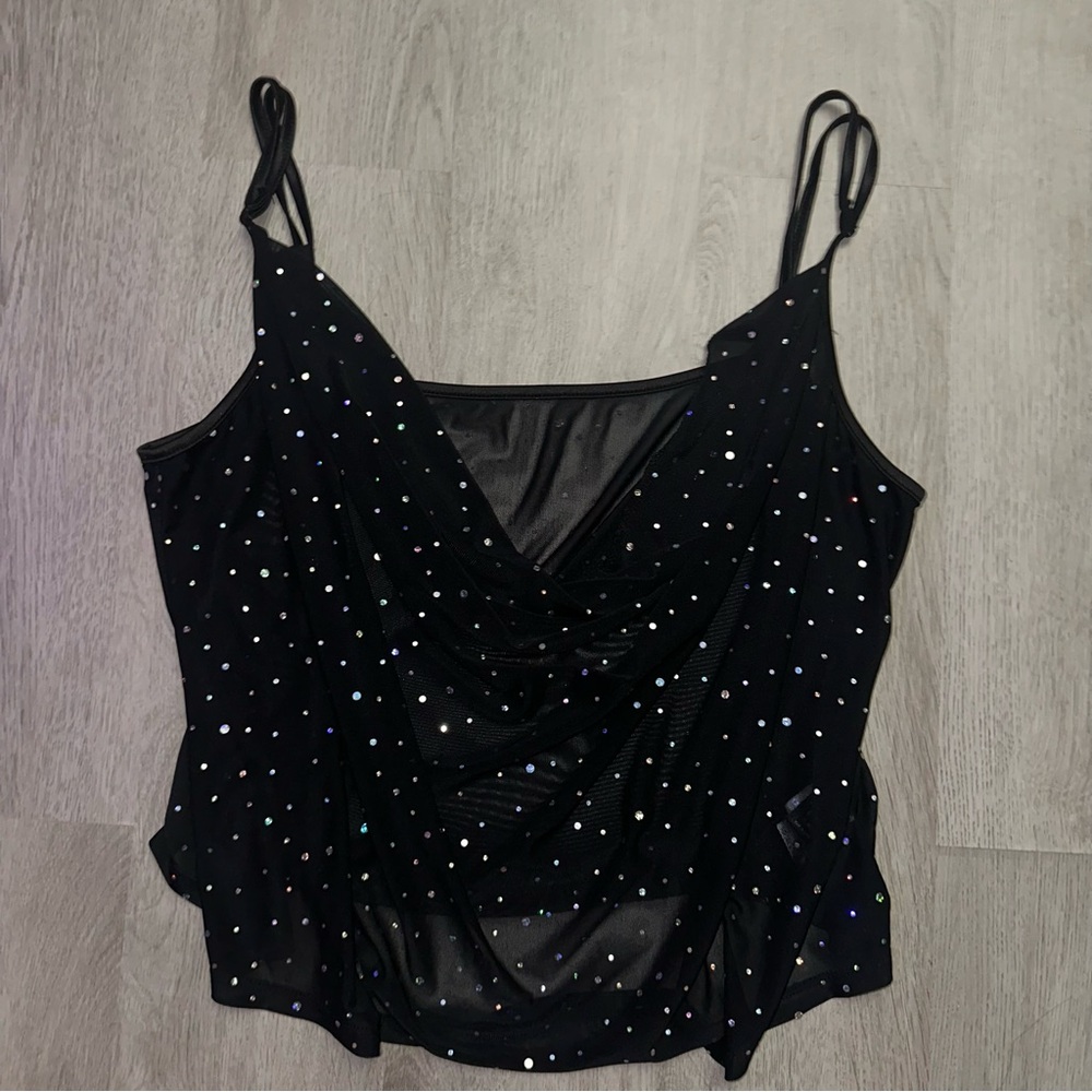 Black Sequin Camisole Top
